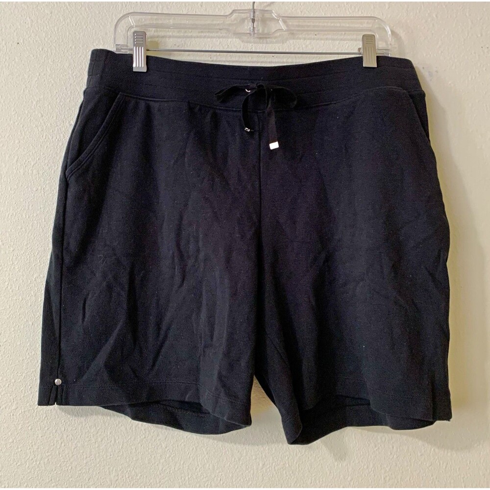 Croft & Barrow Womens Black Cotton Knit Drawstring Shorts Athleisure Petite L